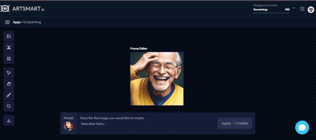 Outpainting - ArtSmart AI - Oude man lacht