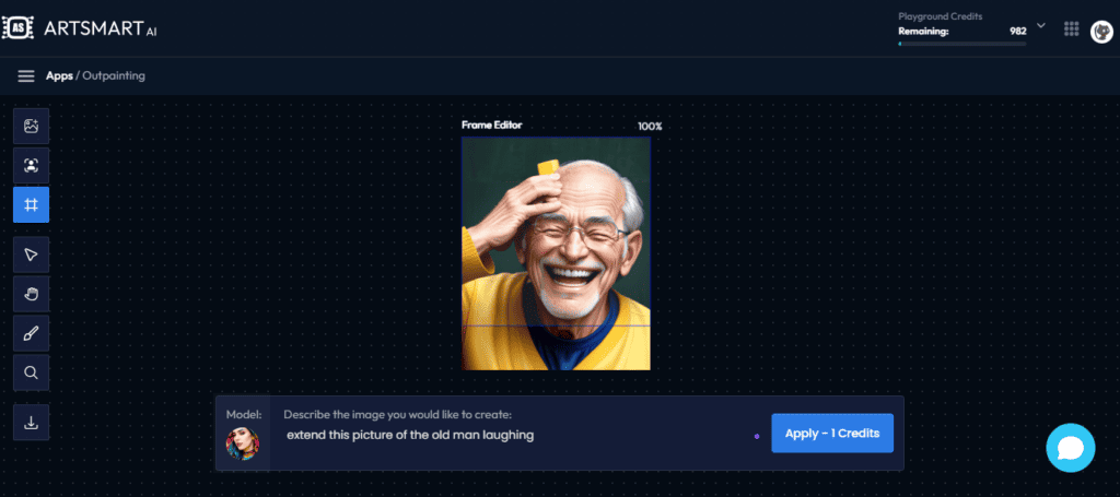 Outpainting - ArtSmart AI - Oude man lacht 2