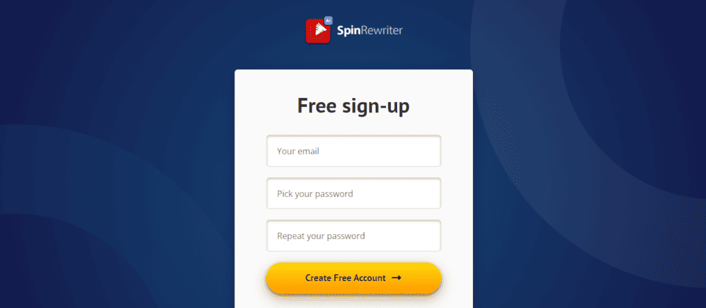 Inscription gratuite à Spin Rewriter