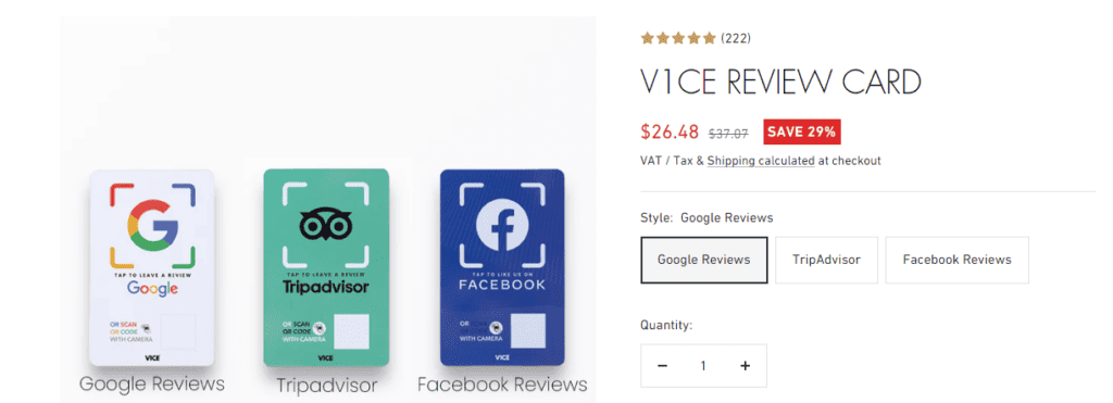 V1CE Review Card Pricing