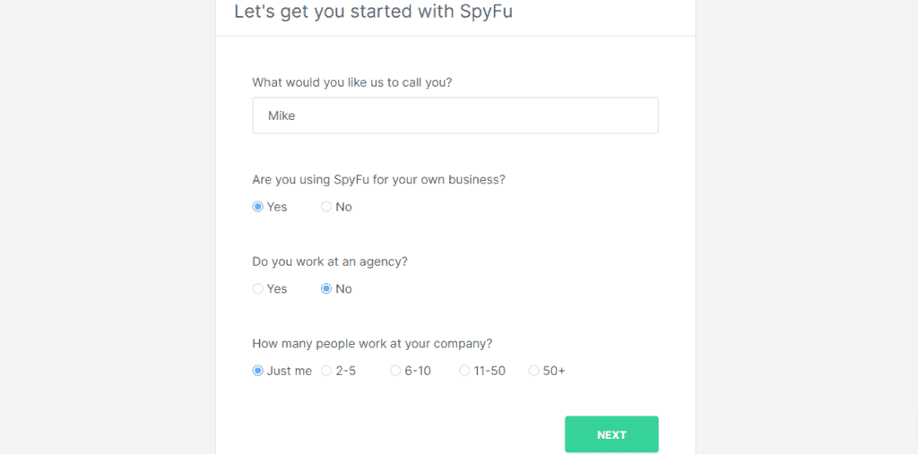 Comenzando con SpyFu