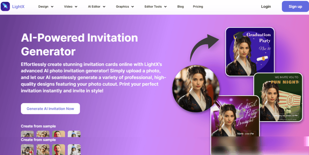 LightX AI-Powered Invitation Generator