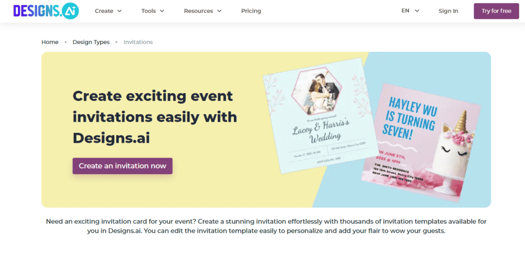 Designs.ai Invitation Maker